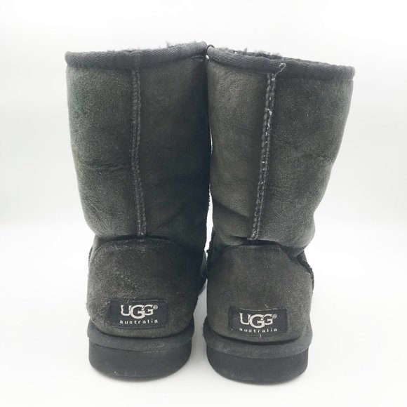 UGG Classic Short Black Suede Sheepskin Fur Lined Boots Mid Calf Y2K Womens 8 - Picture 5 of 14
